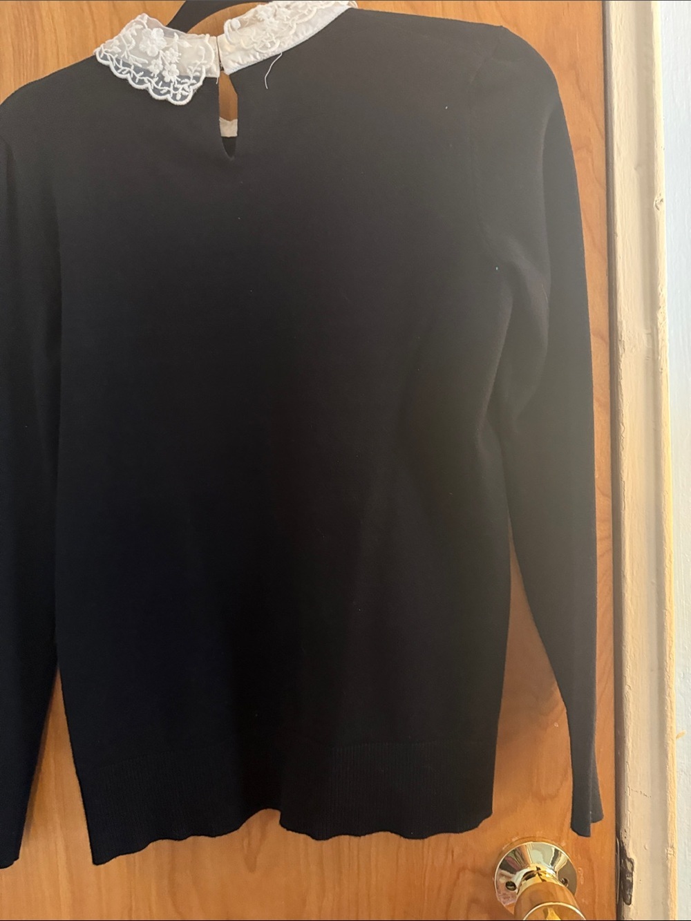 Cable & Gauge Black Top with White Lace Collar - Picture 8 of 9